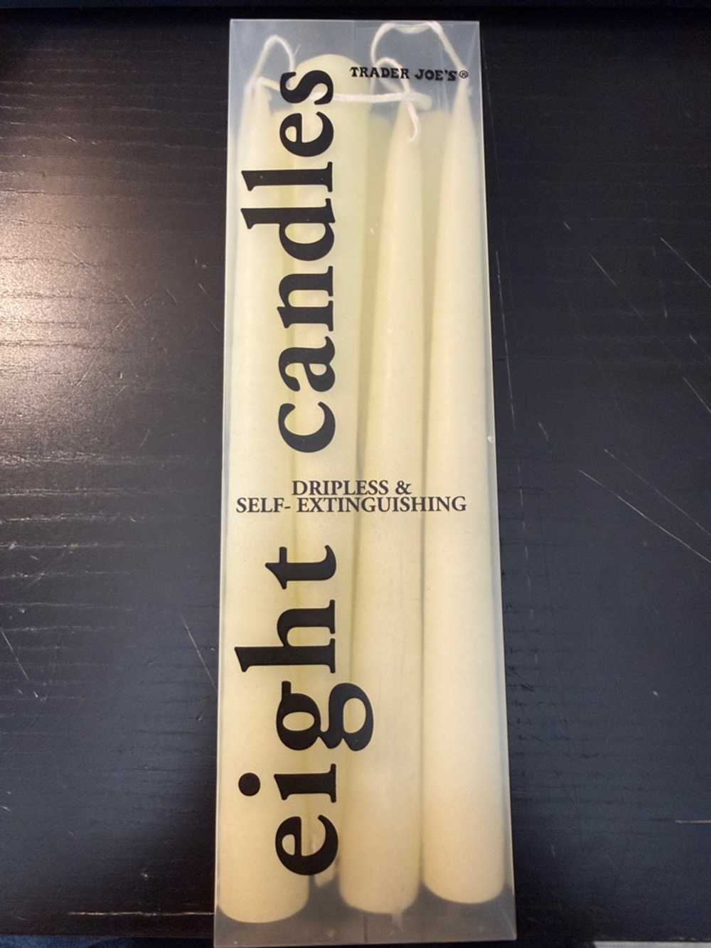 Trader Joe's Cream Dripless Self-Extinguishing Taper Candles Set of 8
